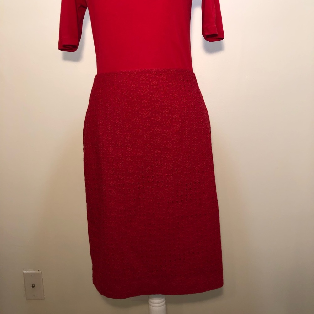 Talbots NWT red eyelet pencil skirt